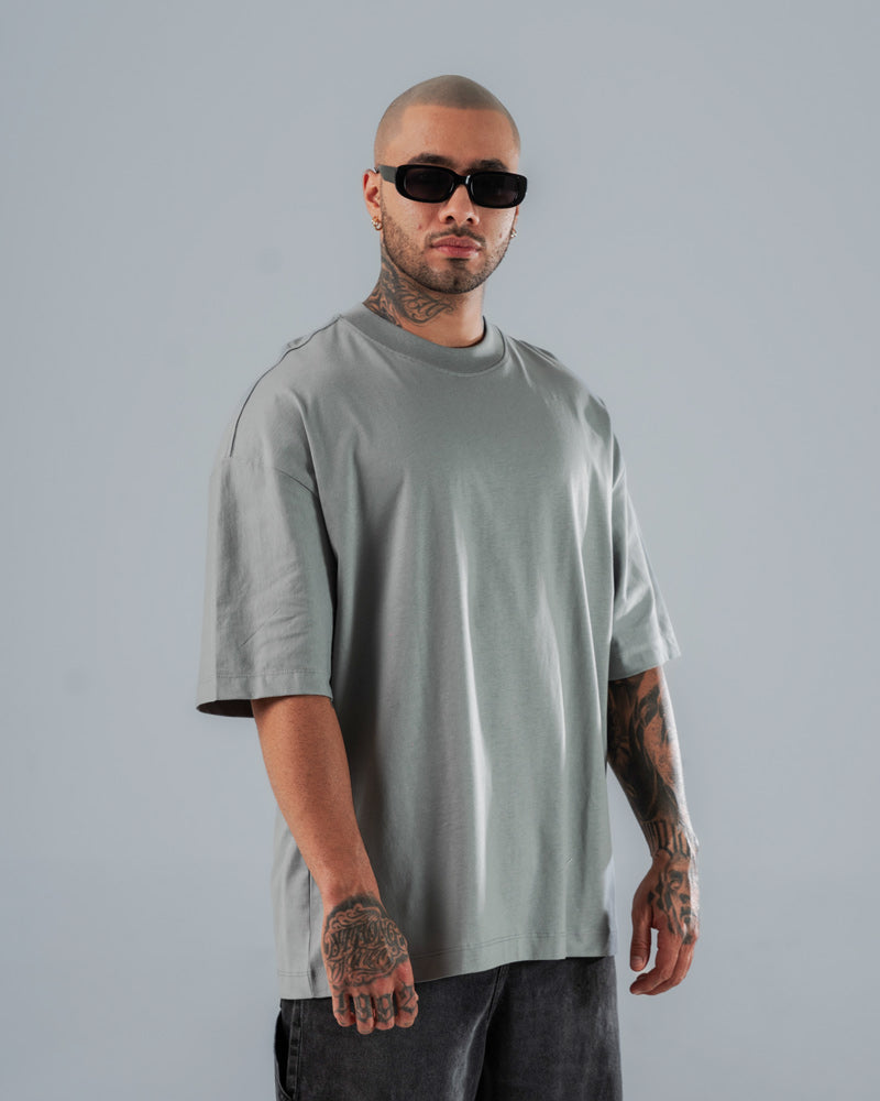 Camiseta Oversize Básica Gris Cemento