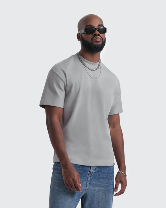 Camiseta Básica Relaxed Fit Gris-Cemento